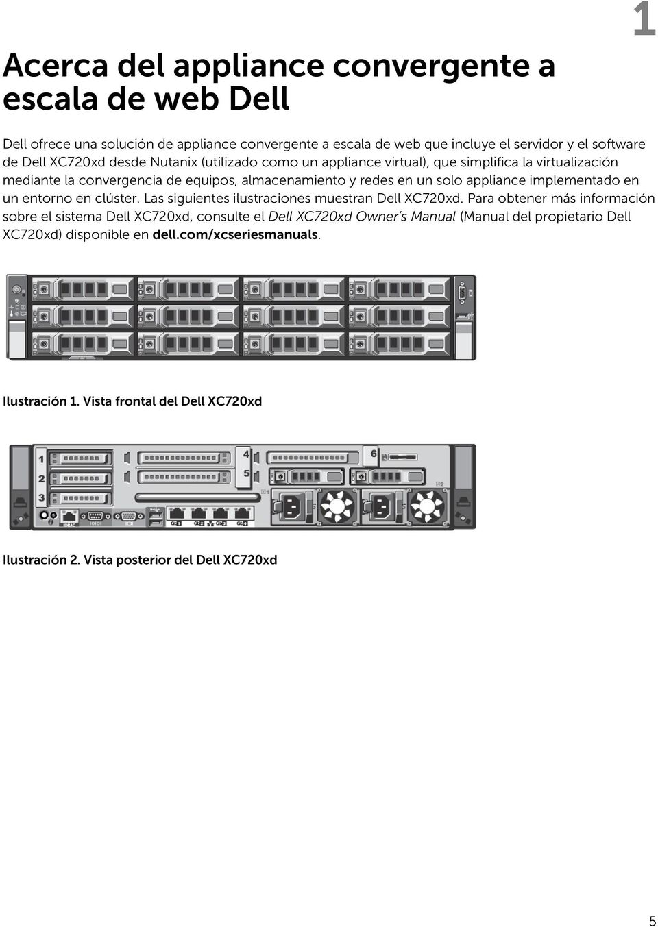 implementado en un entorno en clúster. Las siguientes ilustraciones muestran Dell XC720xd.
