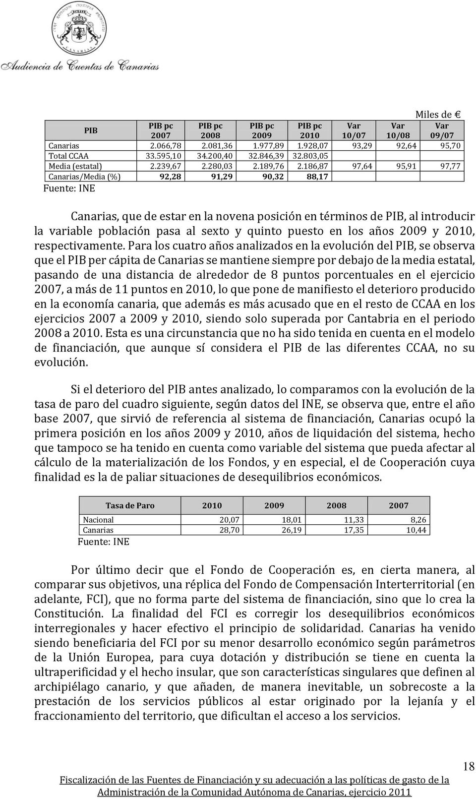 186,87 97,64 95,91 97,77 Canarias/Media (%) 92,28 91,29 90,32 88,17 Fuente: INE Canarias, que de estar en la novena posición en términos de PIB, al introducir la variable población pasa al sexto y