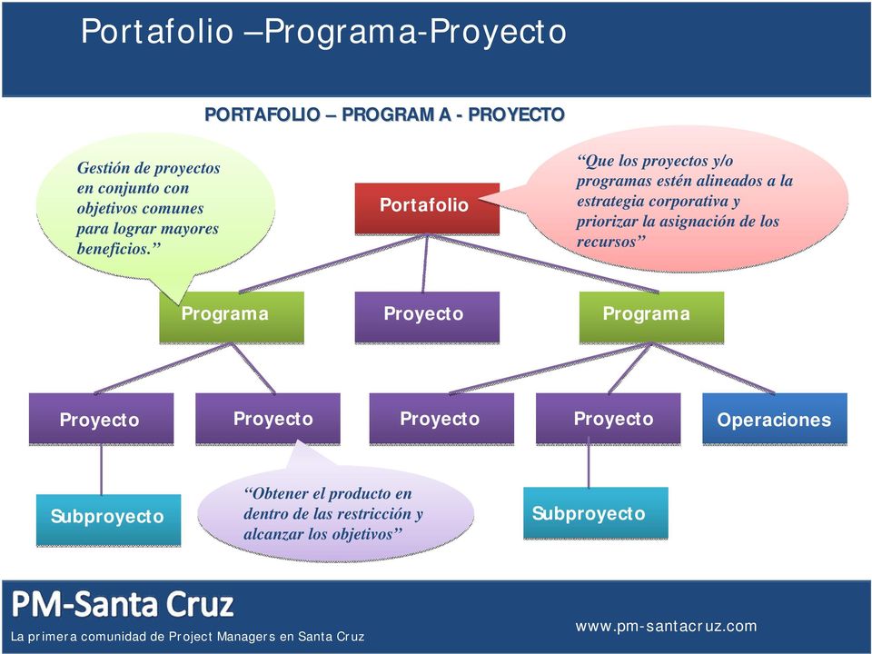 Portafolio Que los proyectos y/o programas estén alineados a la estrategia corporativa y priorizar la