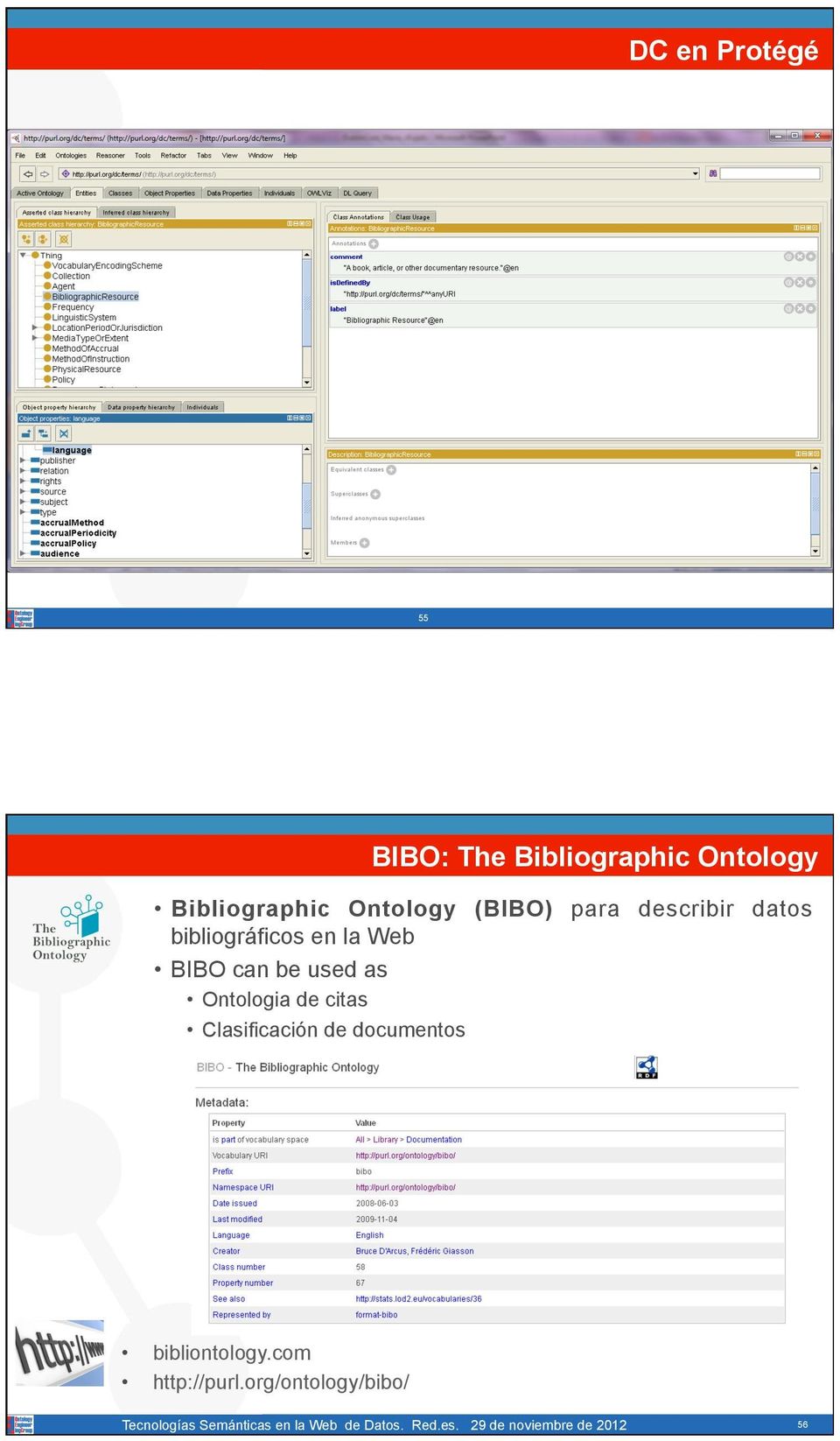 bibliográficos en la Web BIBO can be used as Ontologia de