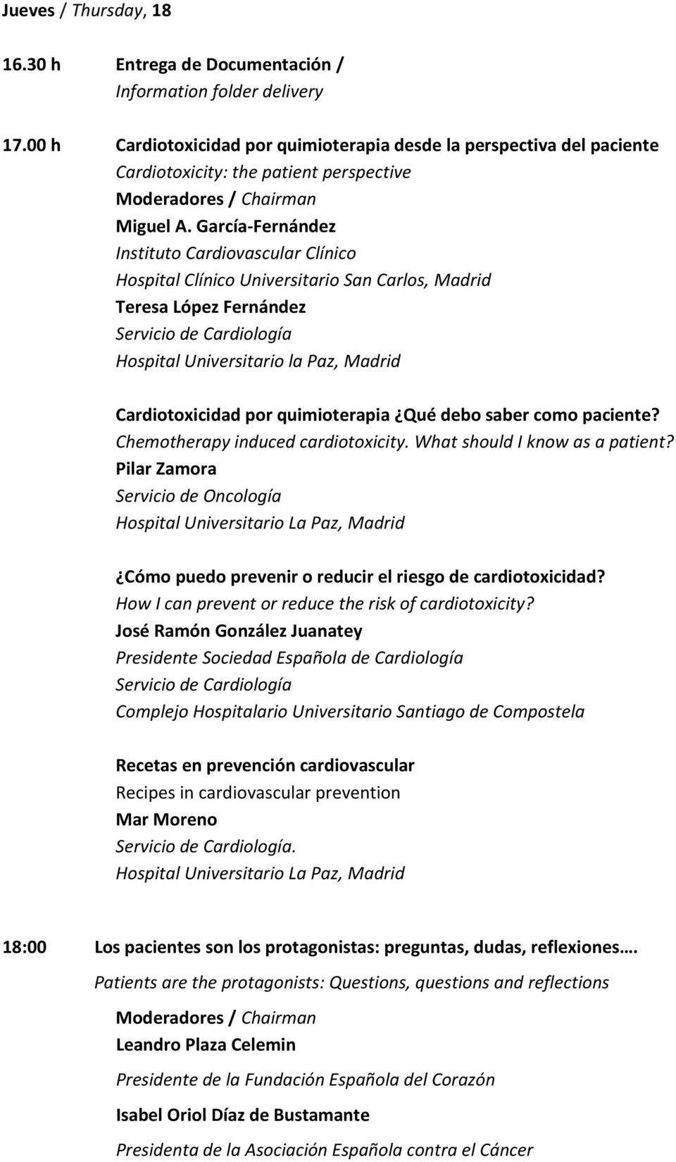 García-Fernández Cardiotoxicidad por quimioterapia Qué debo saber como paciente? Chemotherapy induced cardiotoxicity. What should I know as a patient?