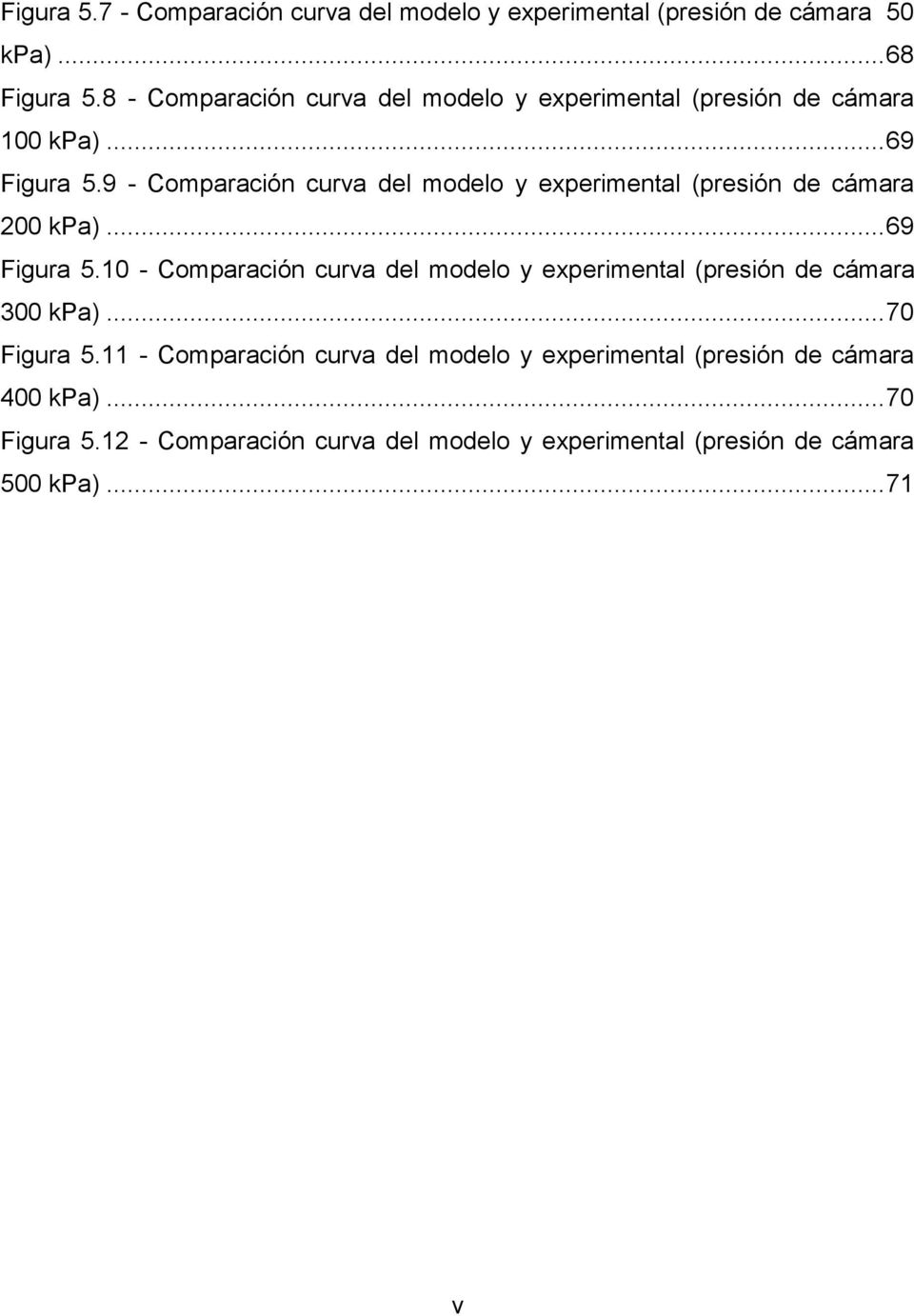 9 - Comparación curva del modelo y experimental (presión de cámara 200 kpa)... 69 Figura 5.