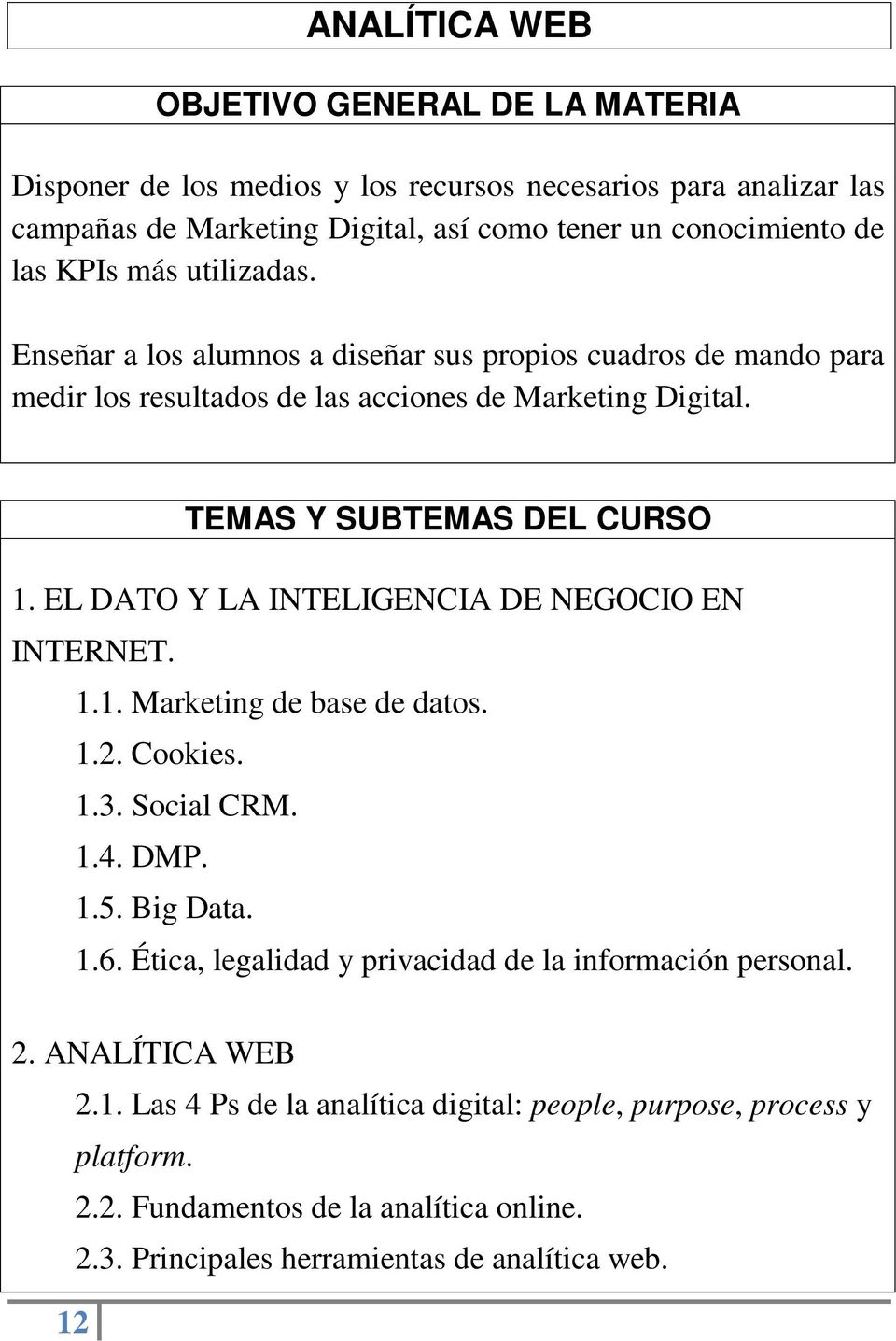 EL DATO Y LA INTELIGENCIA DE NEGOCIO EN INTERNET. 1.1. Marketing de base de datos. 1.2. Cookies. 1.3. Social CRM. 1.4. DMP. 1.5. Big Data. 1.6.