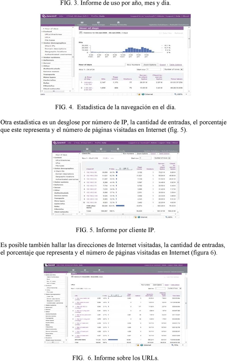 páginas visitadas en Internet (fig. 5). FIG. 5. Informe por cliente IP.
