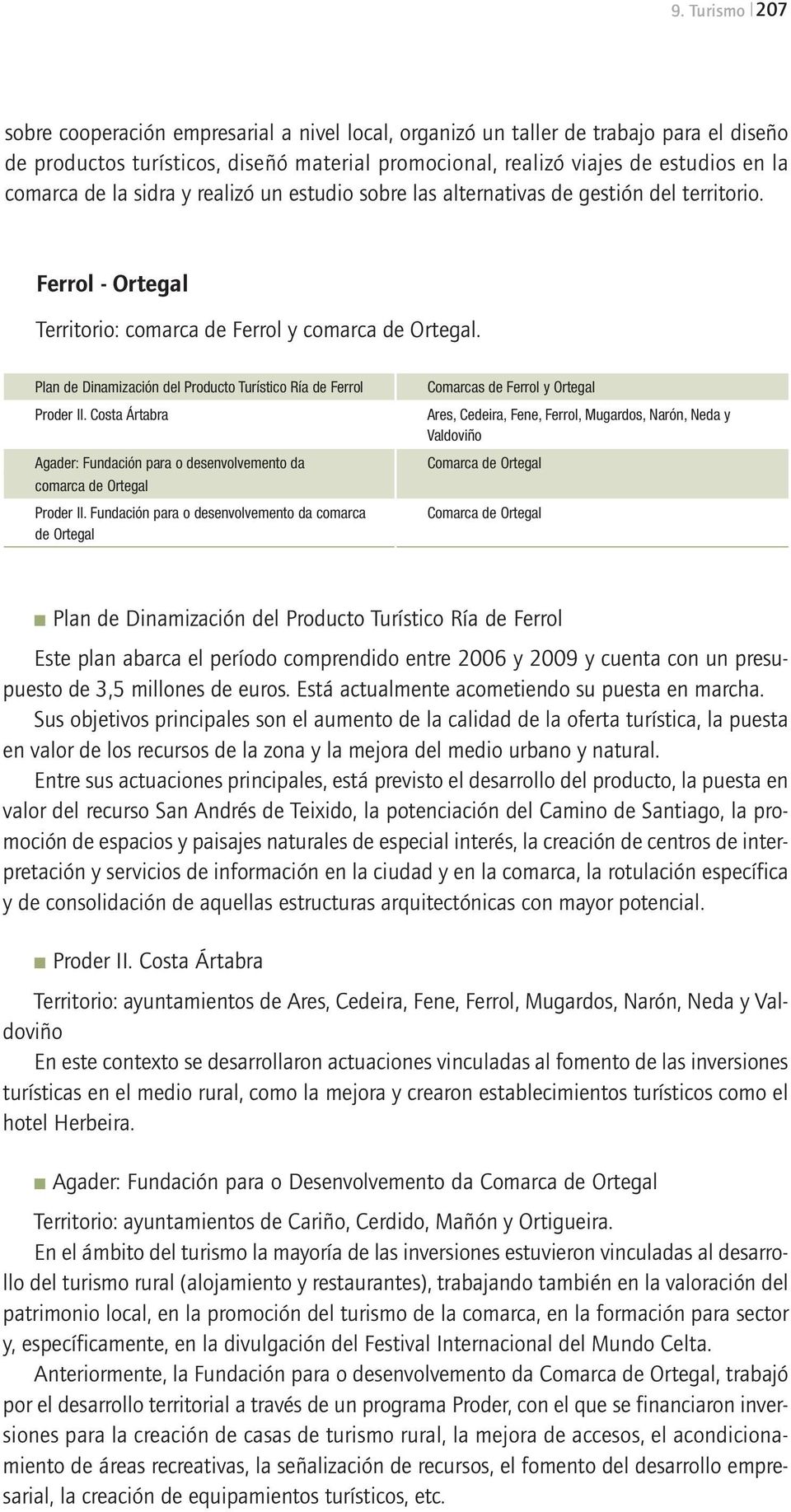 Plan de Dinamización del Producto Turístico Ría de Ferrol Proder II. Costa Ártabra Agader: Fundación para o desenvolvemento da comarca de Ortegal Proder II.