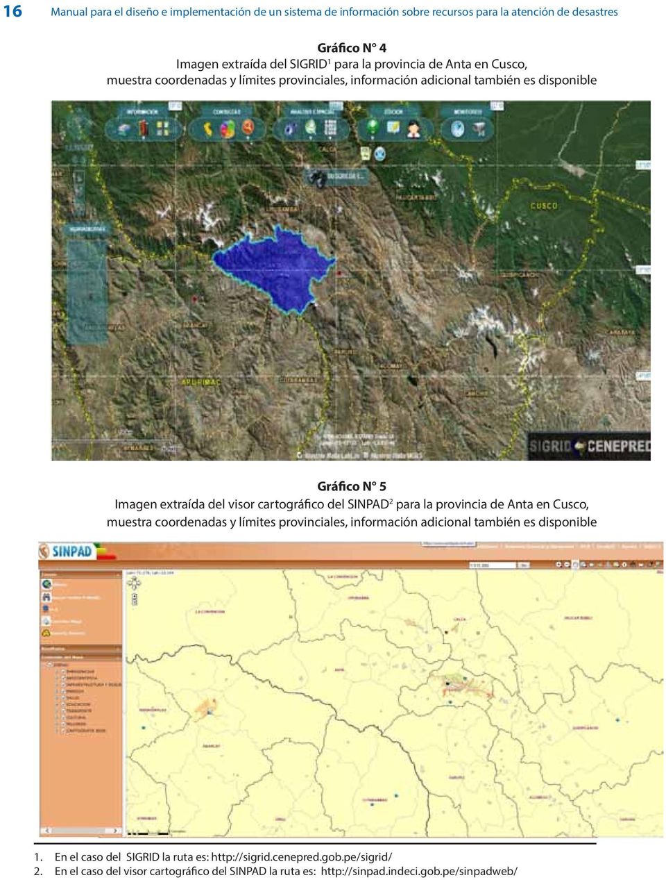 visor cartográfico del SINPAD 2 para la provincia de Anta en Cusco, muestra coordenadas y límites provinciales, información adicional también es disponible 1.