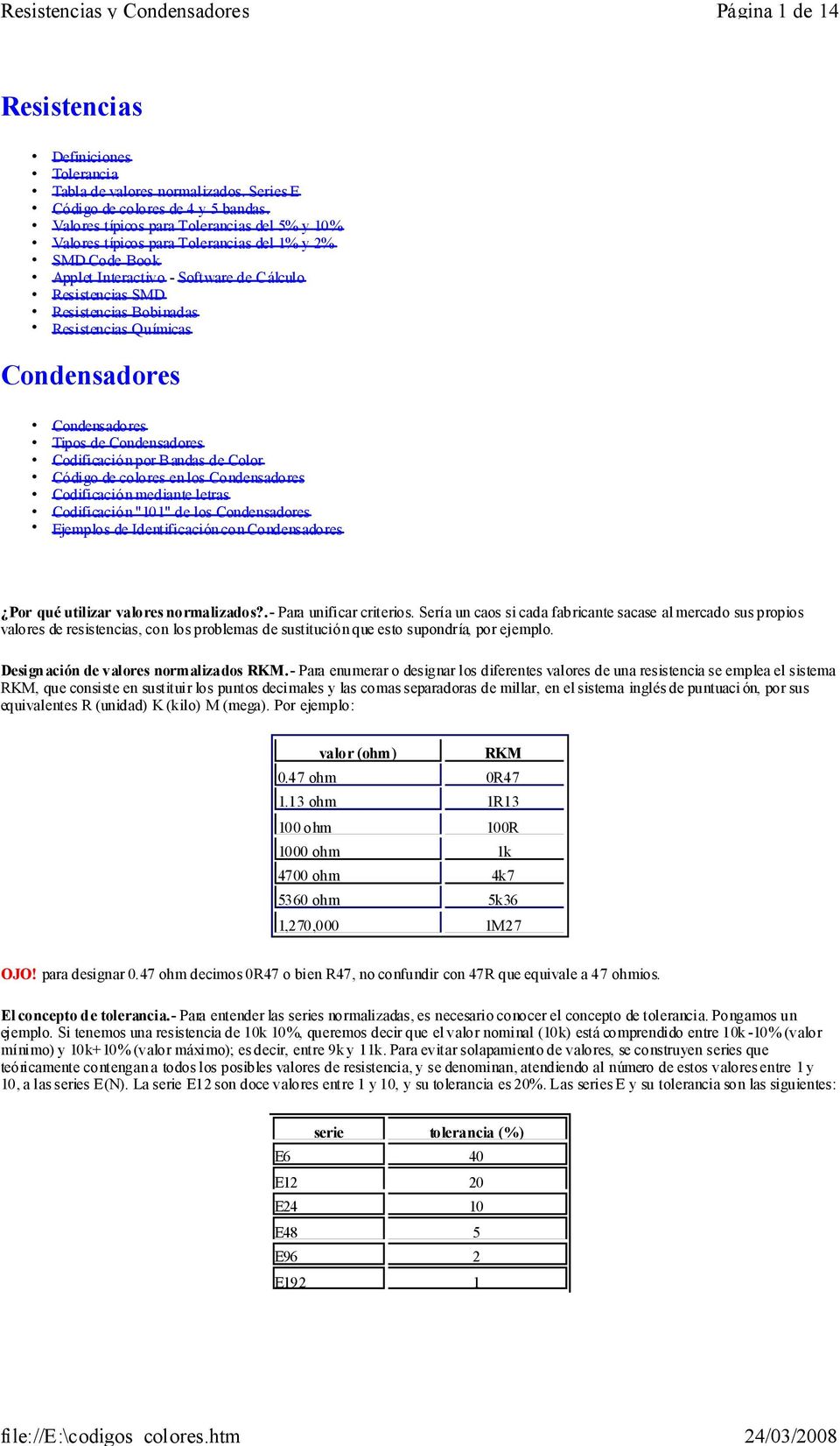 Químicas Condensadores Condensadores Tipos de Condensadores Codificación por Bandas de Color Código de colores en los Condensadores Codificación mediante letras Codificación "101" de los