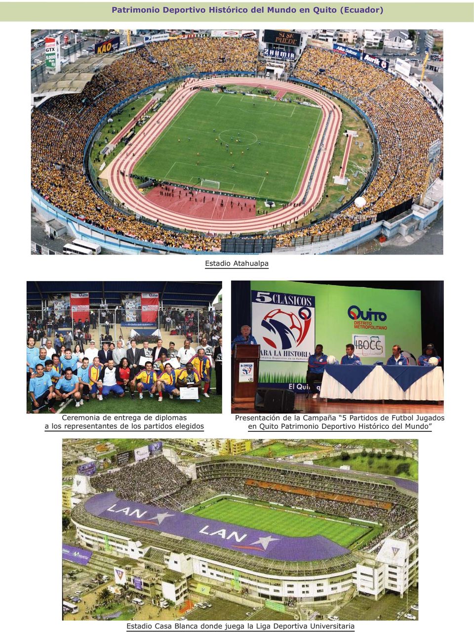 Presentación de la Campaña 5 Partidos de Futbol Jugados en Quito Patrimonio