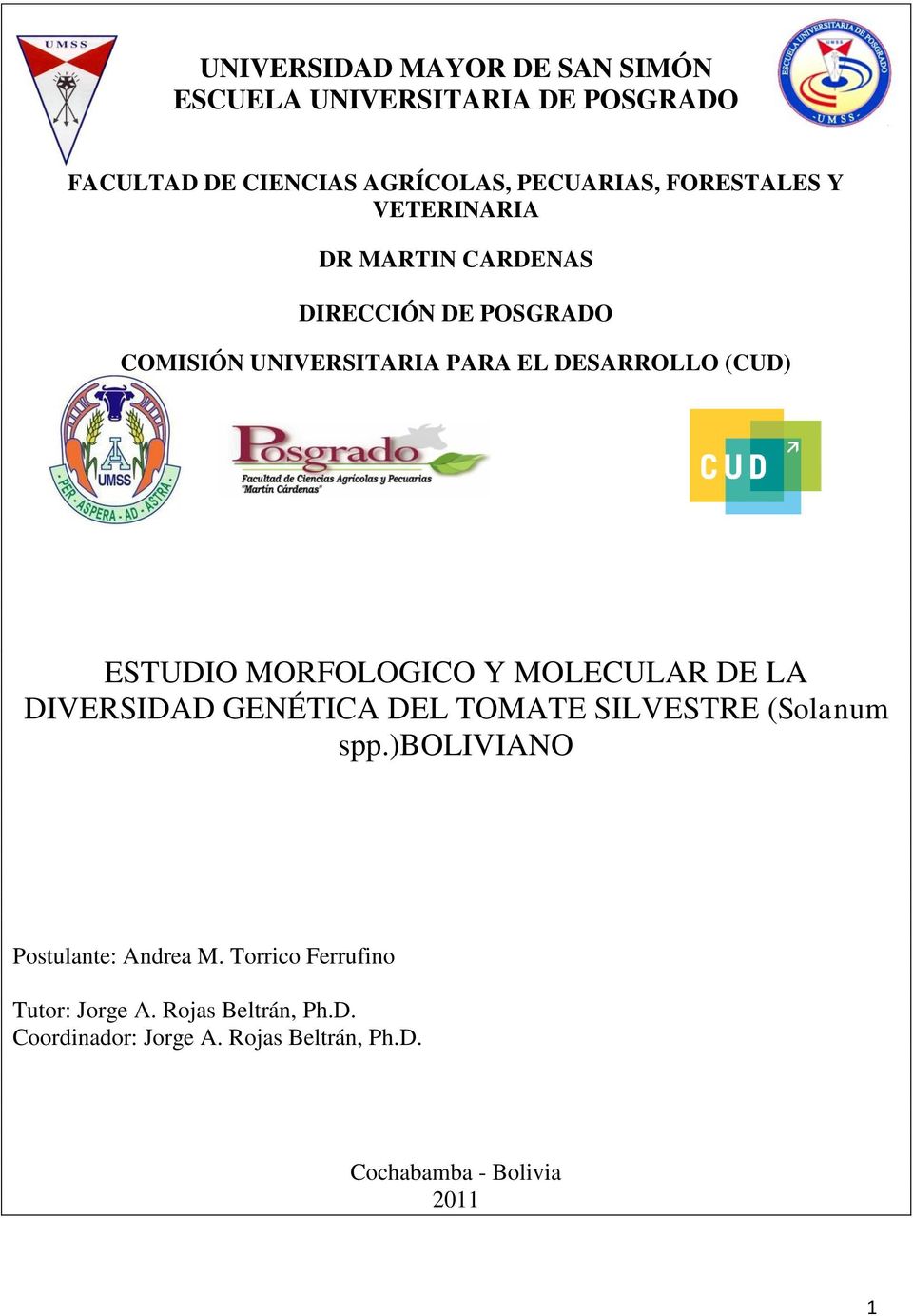 ESTUDIO MORFOLOGICO Y MOLECULAR DE LA DIVERSIDAD GENÉTICA DEL TOMATE SILVESTRE (Solanum spp.