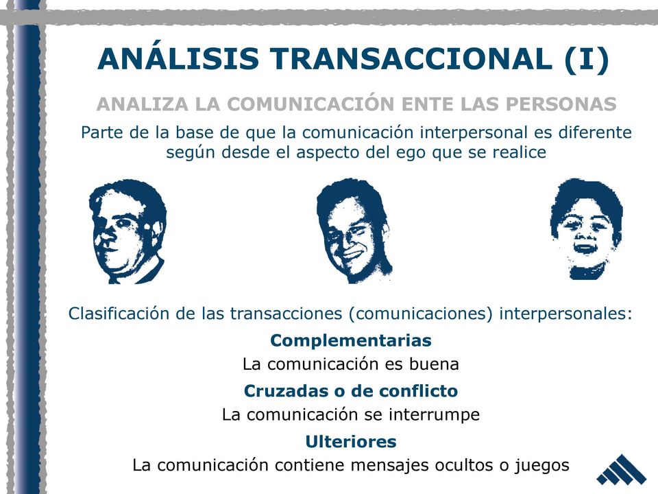 de las transacciones (comunicaciones) interpersonales: Complementarias La comunicación es buena