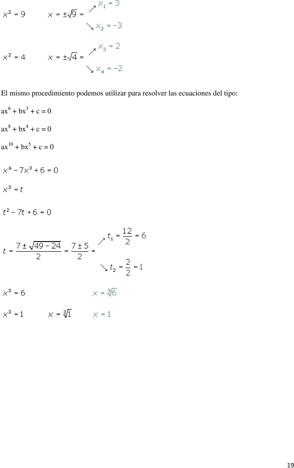 ecuaciones del tipo: ax 6 + bx 3 +