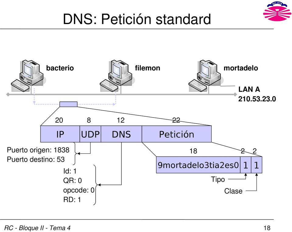 0 20 8 12 22 IP UDP DNS Petición Puerto origen: 1838