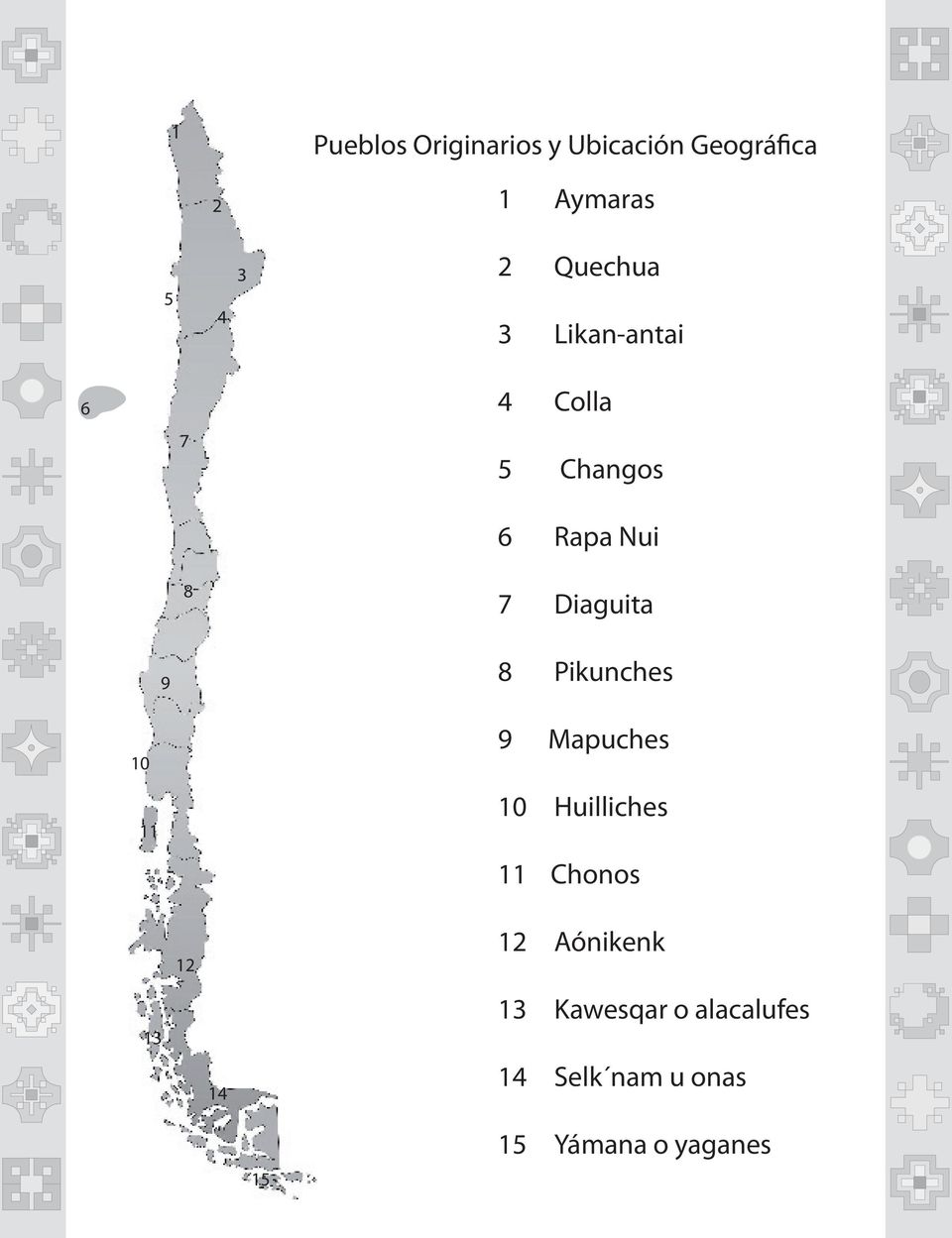 9 8 Pikunches 10 9 Mapuches 11 10 Huilliches 11 Chonos 12 12
