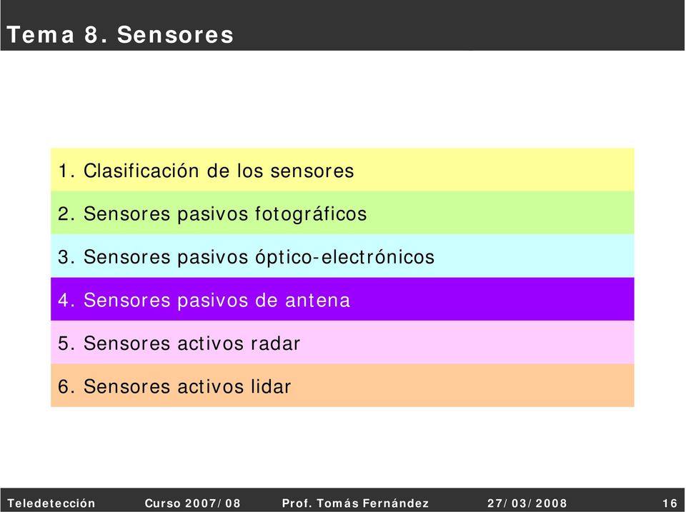 Sensores pasivos óptico-electrónicos 4.