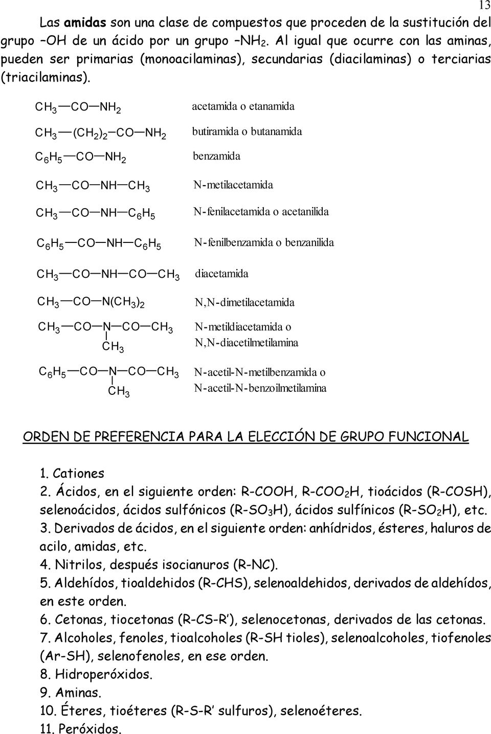 CO NH 2 (CH 2 ) 2 CO NH 2 C 6 H 5 CO NH 2 CO NH CO NH C 6 H 5 C 6 H 5 CO NH C 6 H 5 CO NH CO CO N( ) 2 CO N CO C 6 H 5 CO N CO acetamida o etanamida butiramida o butanamida benzamida N-metilacetamida