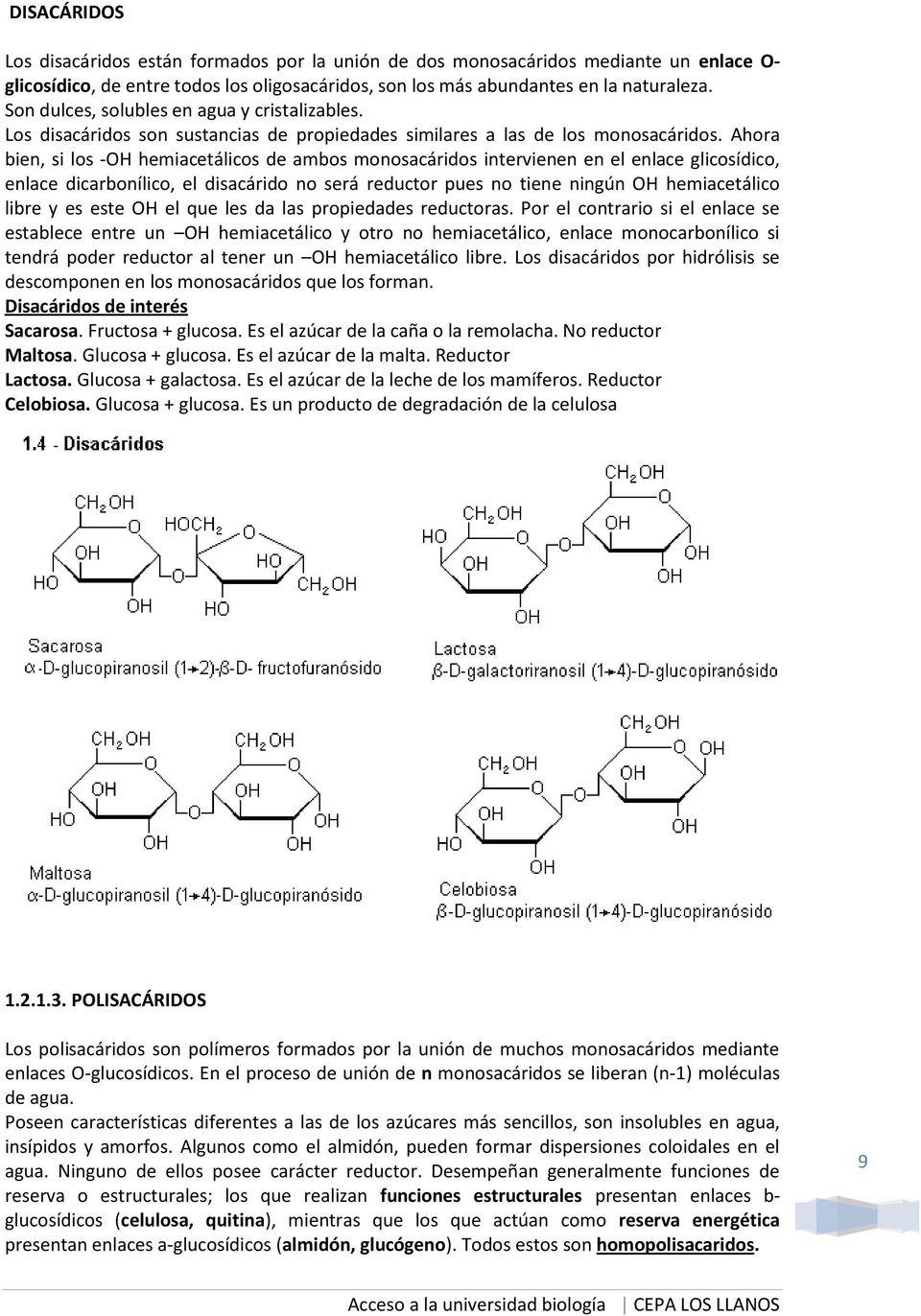 Ahora bien, si los -OH hemiacetálicos de ambos monosacáridos intervienen en el enlace glicosídico, enlace dicarbonílico, el disacárido no será reductor pues no tiene ningún OH hemiacetálico libre y