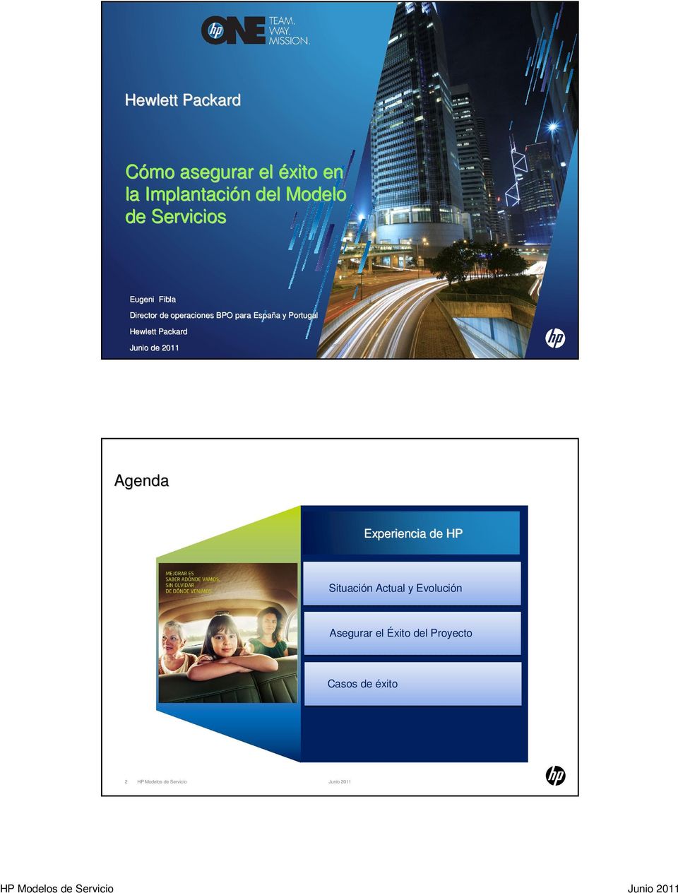 España y Portugal Hewlett Packard Junio de 2011 Agenda Experiencia de HP