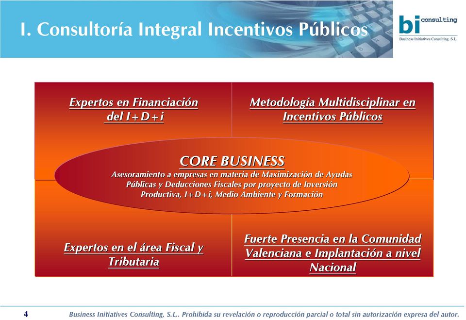 Productiva, I+D+i, Medio Ambiente y Formación Expertos en el área Fiscal y Tributaria Fuerte Presencia en la Comunidad Valenciana e