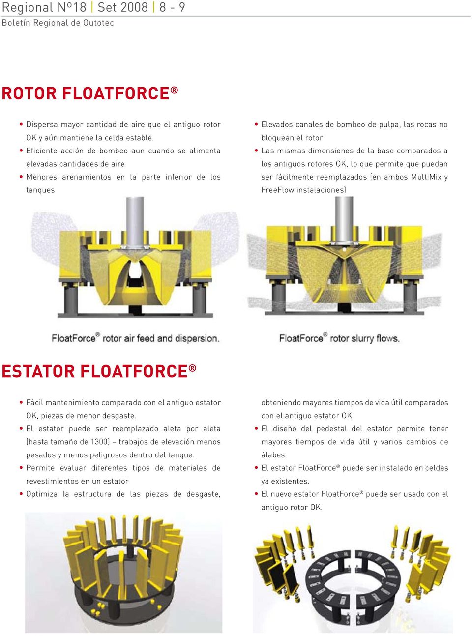 rotor Las mismas dimensiones de la base comparados a los antiguos rotores OK, lo que permite que puedan ser fácilmente reemplazados (en ambos MultiMix y FreeFlow instalaciones) ESTATOR FLOATFORCE