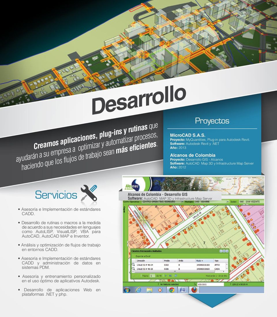 net Alcanos de Colombia Proyecto: Desarrollo GIS - Alcanos Software: AutoCAD Map 3D y Infrastructure Map Server Año: 2012 Servicios Alcanos de Colombia - Desarrollo GIS Software: AutoCAD MAP 3D y