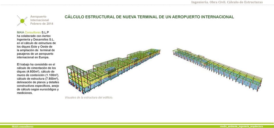 L. en el cálculo de estructura de los diques Este y Oeste de la ampliación de terminal de pasajeros de un aeropuerto internacional en Europa.
