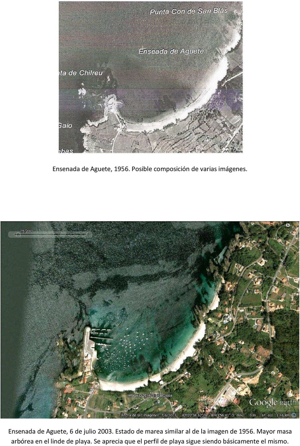 Estado de marea similar al de la imagen de 1956.
