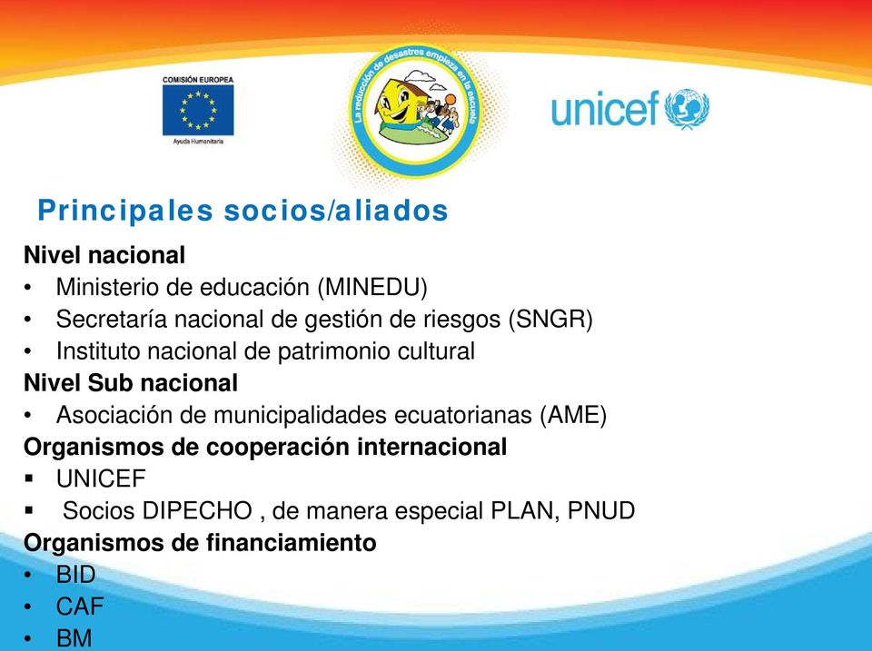 nacional Asociación de municipalidades ecuatorianas (AME) Organismos de cooperación