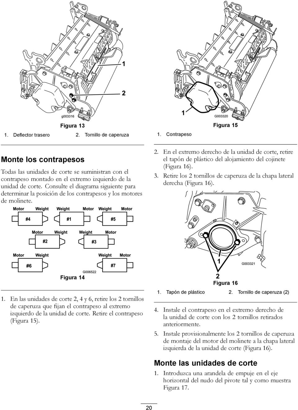 Consulte el diagrama siguiente para determinar la posición de los contrapesos y los motores de molinete. 2.