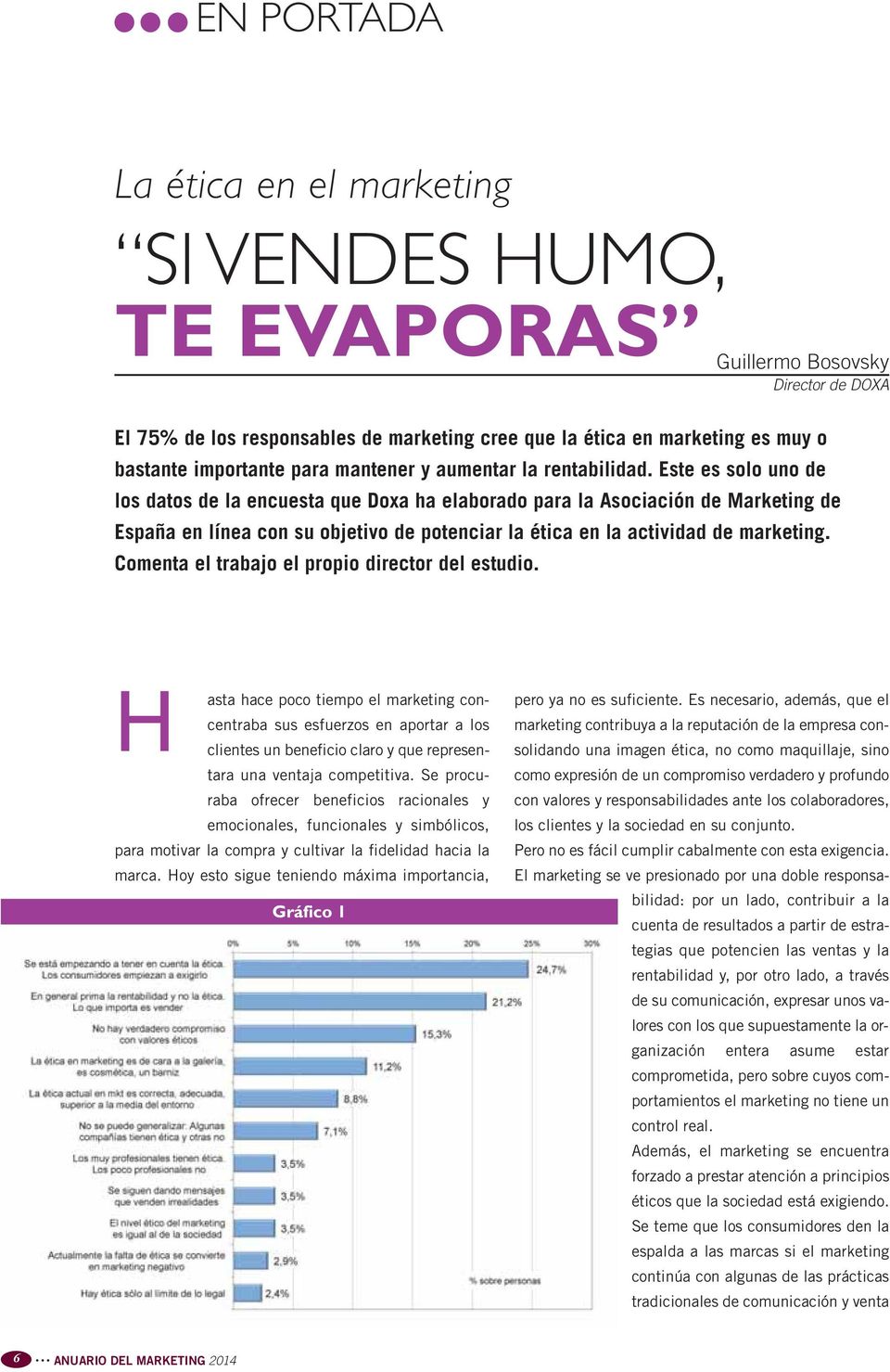 Este es solo uno de los datos de la encuesta que Doxa ha elaborado para la Asociación de Marketing de España en línea con su objetivo de potenciar la ética en la actividad de marketing.