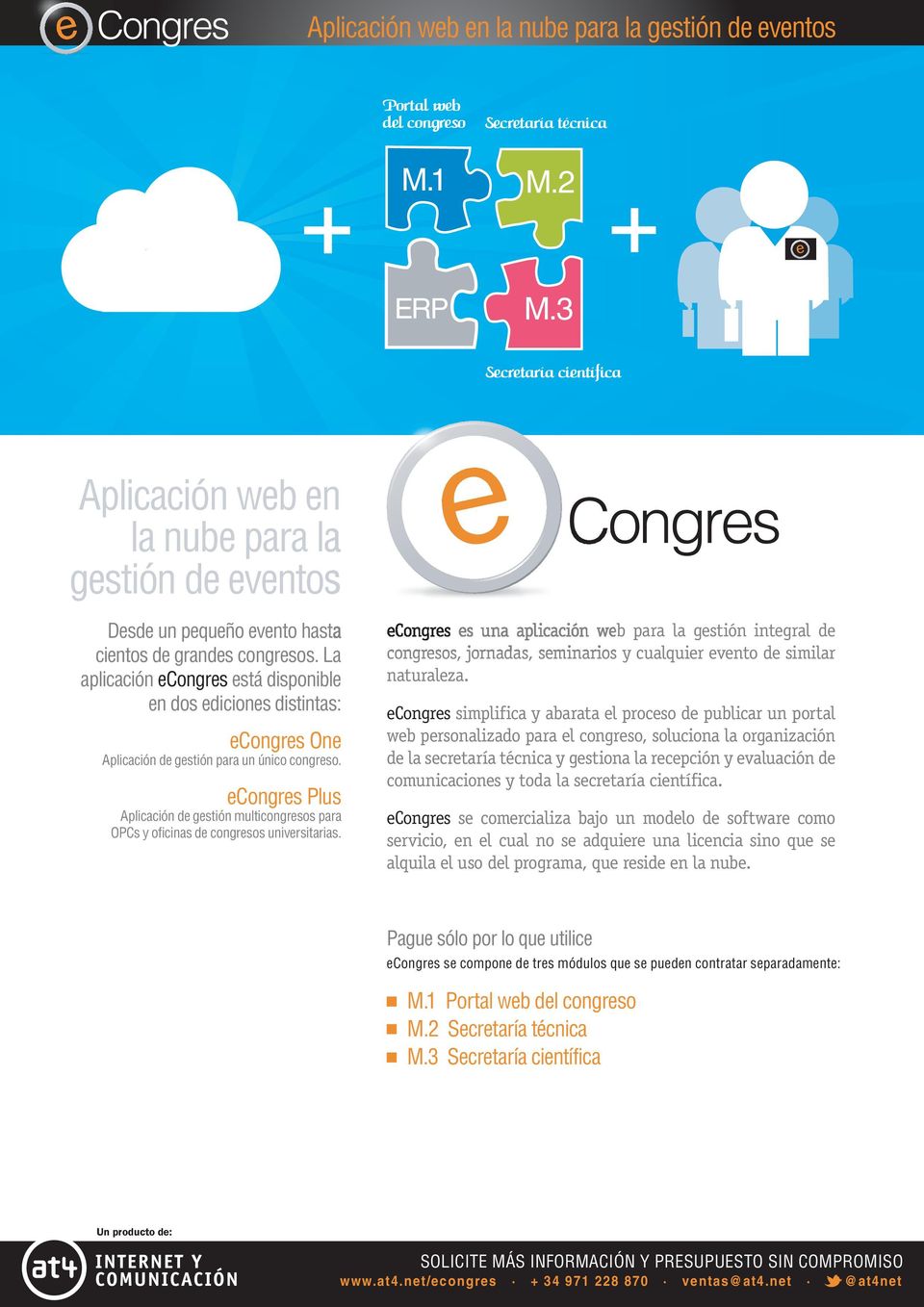 La aplicación econgres está disponible en dos ediciones distintas: econgres One Aplicación de gestión para un único congreso.