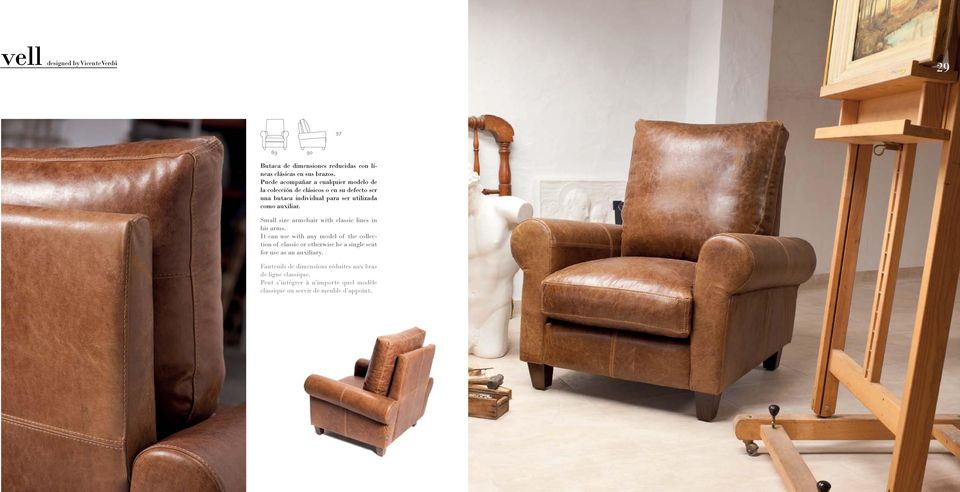 auxiliar. Small size armchair with classic lines in his arms.