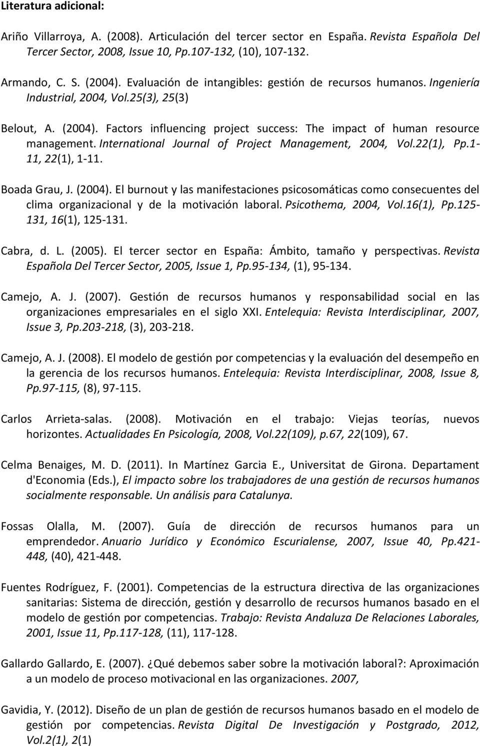 International Journal of Project Management, 2004, Vol.22(1), Pp.1-11, 22(1), 1-11. Boada Grau, J. (2004).
