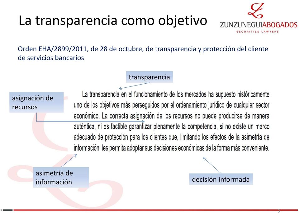 transparencia de los servicios bancarios y