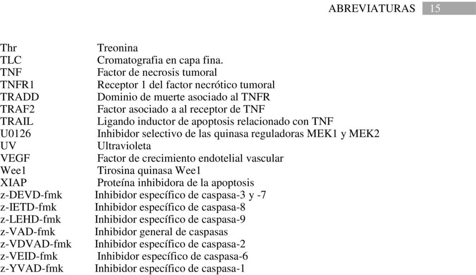 relacionado con TNF U0126 Inhibidor selectivo de las quinasa reguladoras MEK1 y MEK2 UV Ultravioleta VEGF Factor de crecimiento endotelial vascular Wee1 Tirosina quinasa Wee1 XIAP Proteína