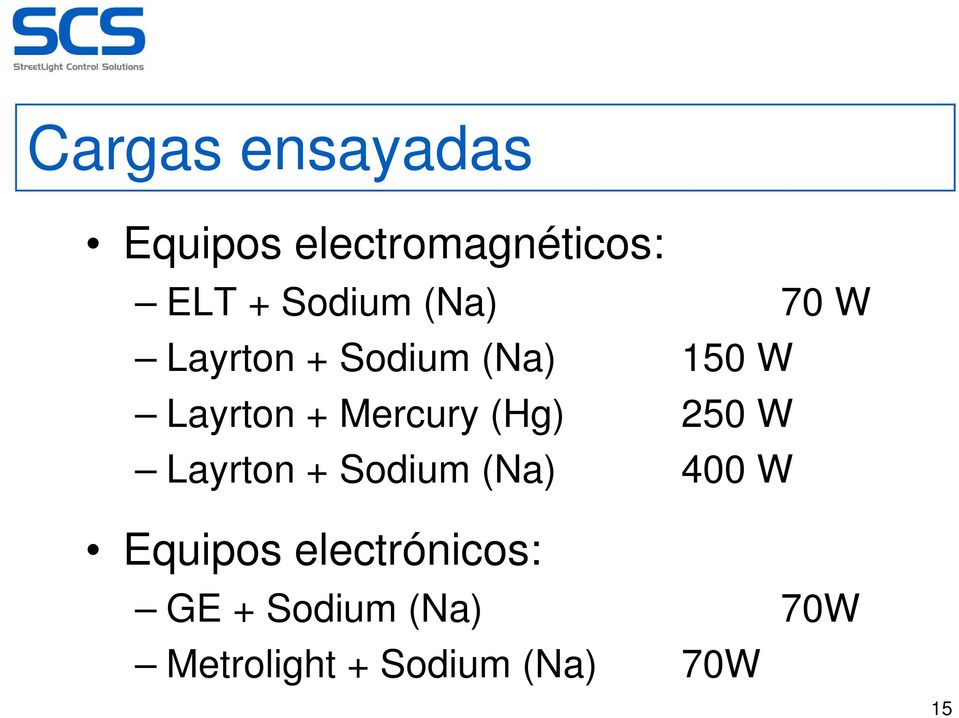 (Hg) 250 W Layrton + Sodium (Na) 400 W Equipos