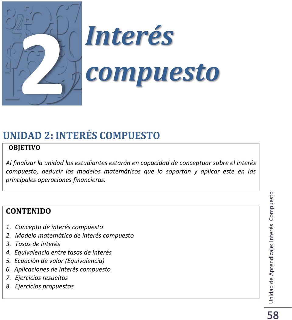 financieras. CONTENIDO 1. Concepto de interés compuesto 2. Modelo matemático de interés compuesto 3. Tasas de interés 4.