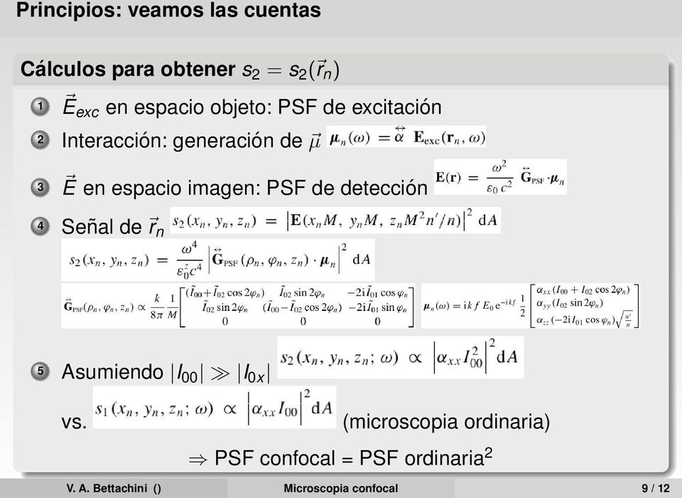 imagen: PSF de detección 4 Señal de r n 5 Asumiendo I 00 I 0x vs.