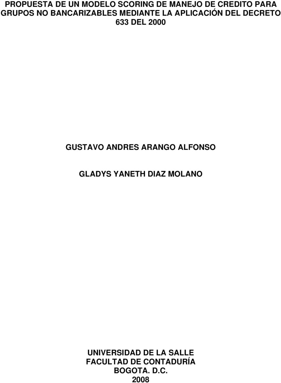 DEL 2000 GUSTAVO ANDRES ARANGO ALFONSO GLADYS YANETH DIAZ