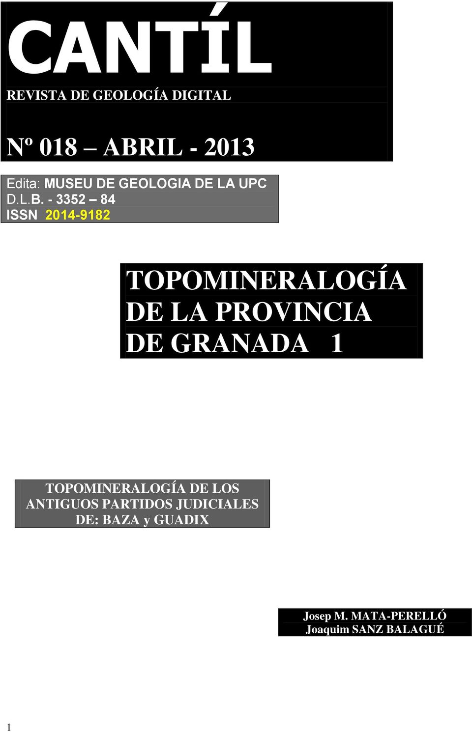 - 3352 84 ISSN 2014-9182 TOPOMINERALOGÍA DE LA PROVINCIA DE GRANADA 1