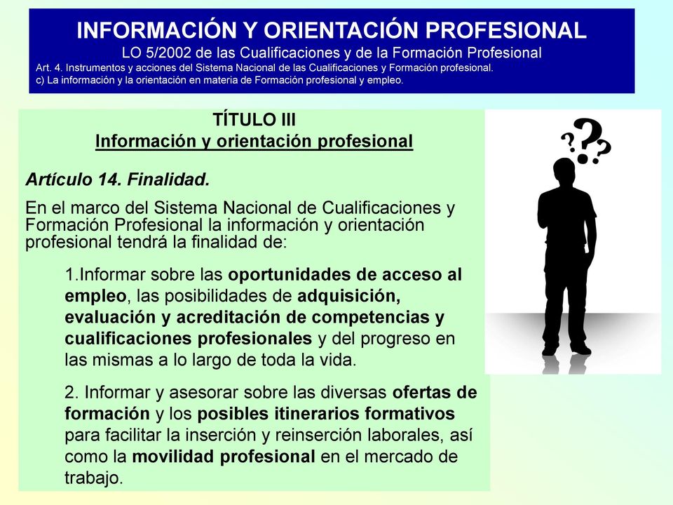 TÍTULO III Información y orientación profesional Artículo 14. Finalidad.