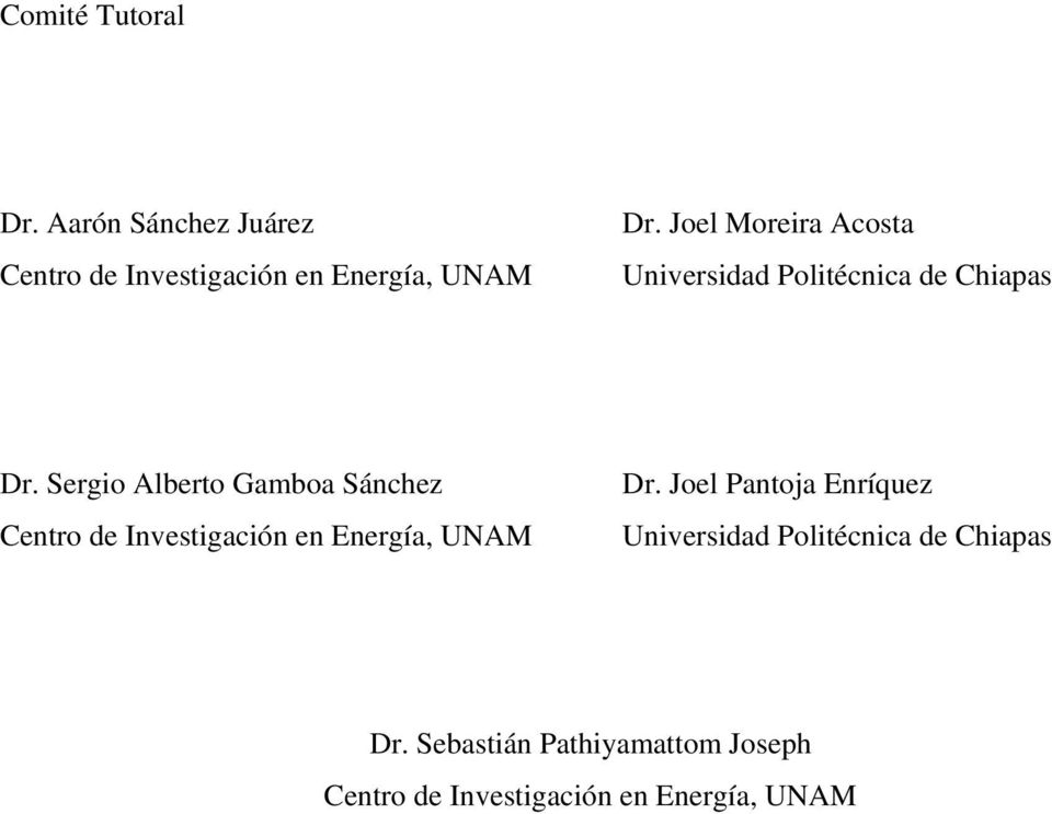 Sergio Alberto Gamboa Sánchez Centro de Investigación en Energía, UNAM Dr.