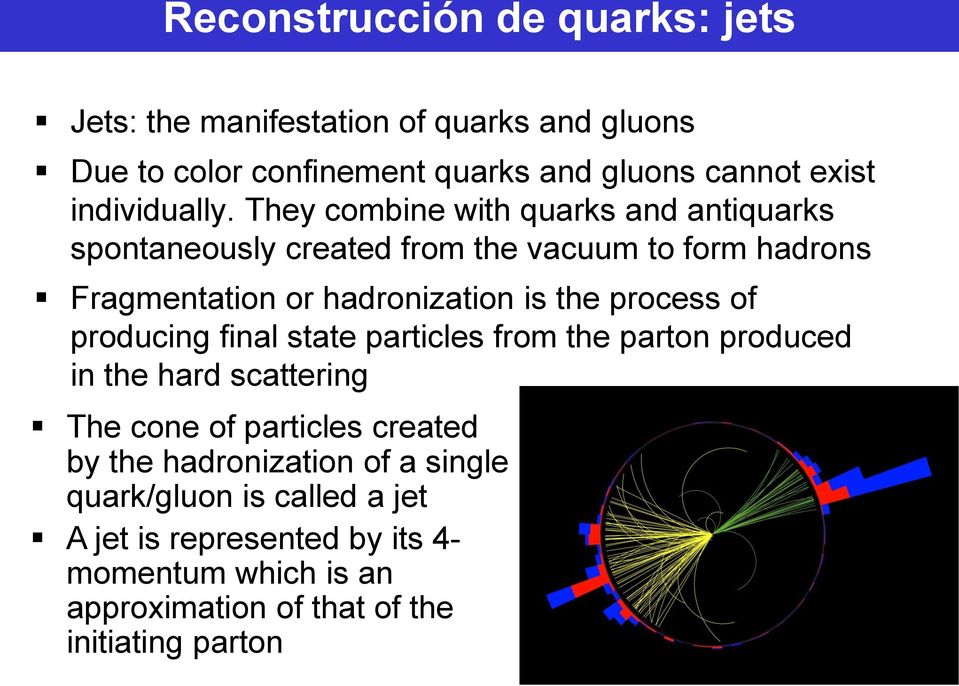 They combine with quarks and antiquarks spontaneously created from the vacuum to form hadrons Fragmentation or hadronization is the process