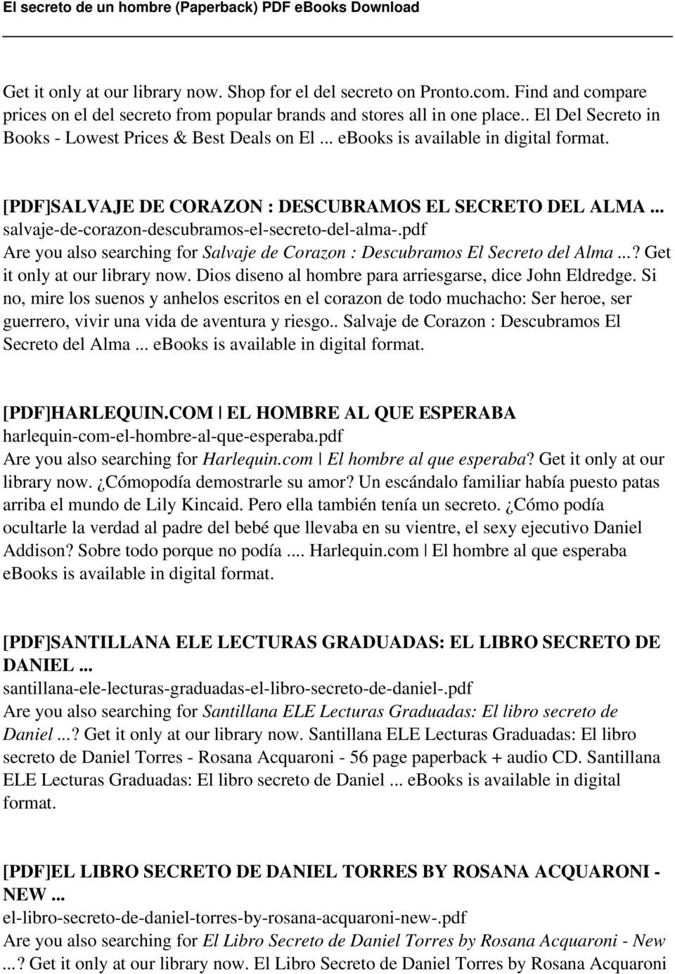 .. salvaje-de-corazon-descubramos-el-secreto-del-alma-.pdf Are you also searching for Salvaje de Corazon : Descubramos El Secreto del Alma...? Get it only at our library now.