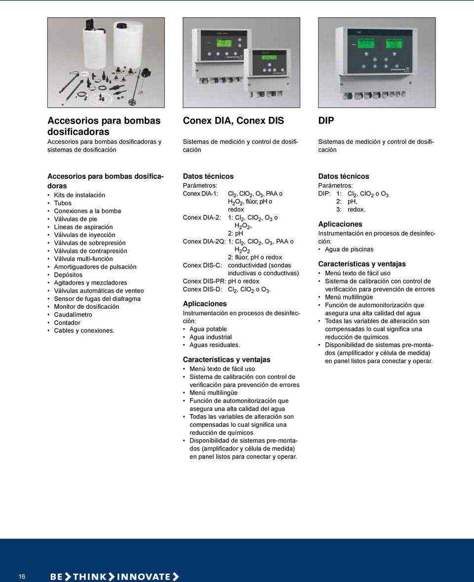 Válvulas de contrapresión Válvula multi-función Amortiguadores de pulsación Depósitos Agitadores y mezcladores Válvulas automáticas de venteo Sensor de fugas del diafragma Monitor de dosificación