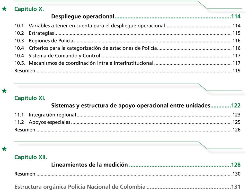 Mecanismos de coordinación intra e interinstitucional...117 Resumen...119 Capítulo XI. Sistemas y estructura de apoyo operacional entre unidades...122 11.