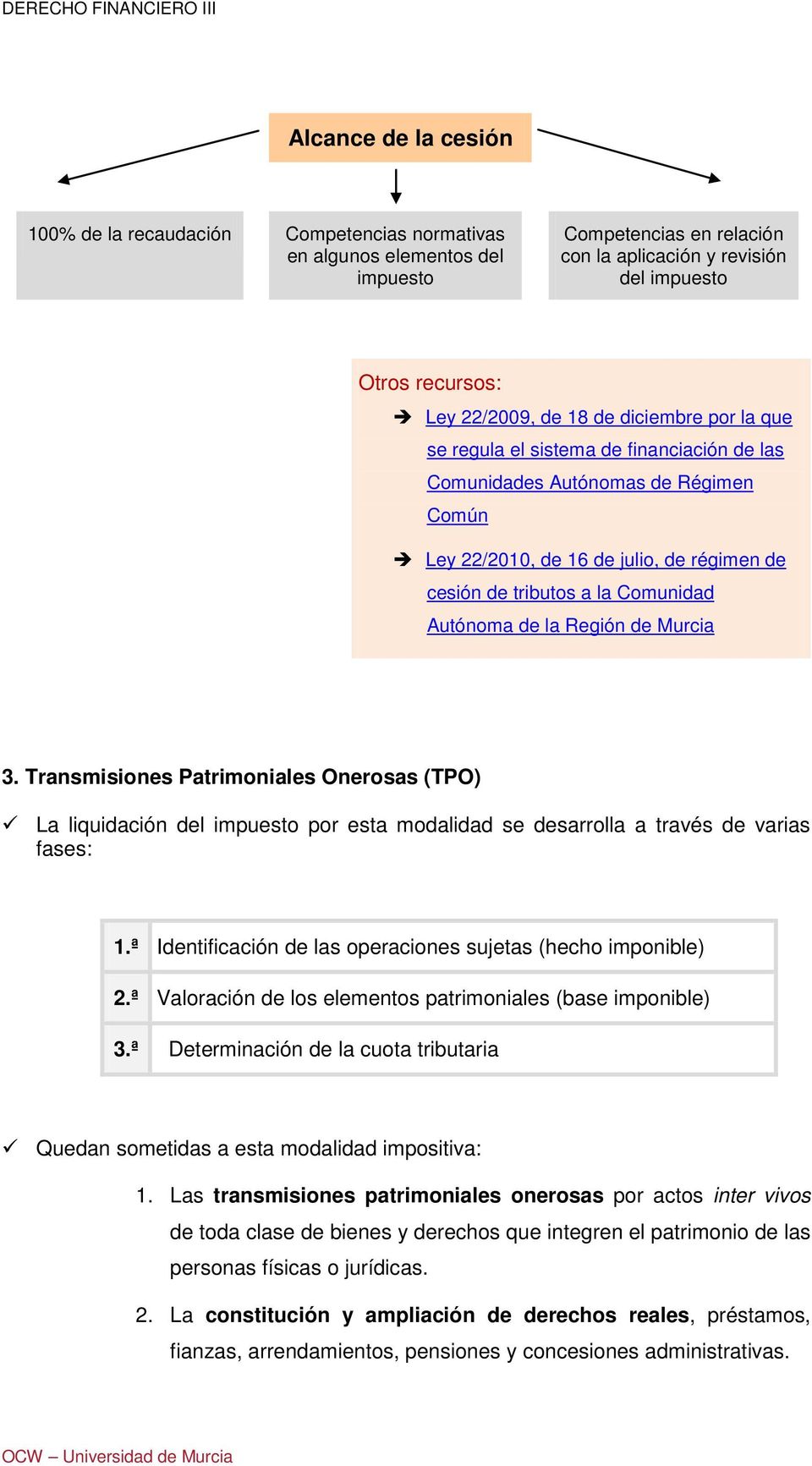 Región de Murcia 3. Transmisiones Patrimoniales Onerosas (TPO) La liquidación del impuesto por esta modalidad se desarrolla a través de varias fases: 1.