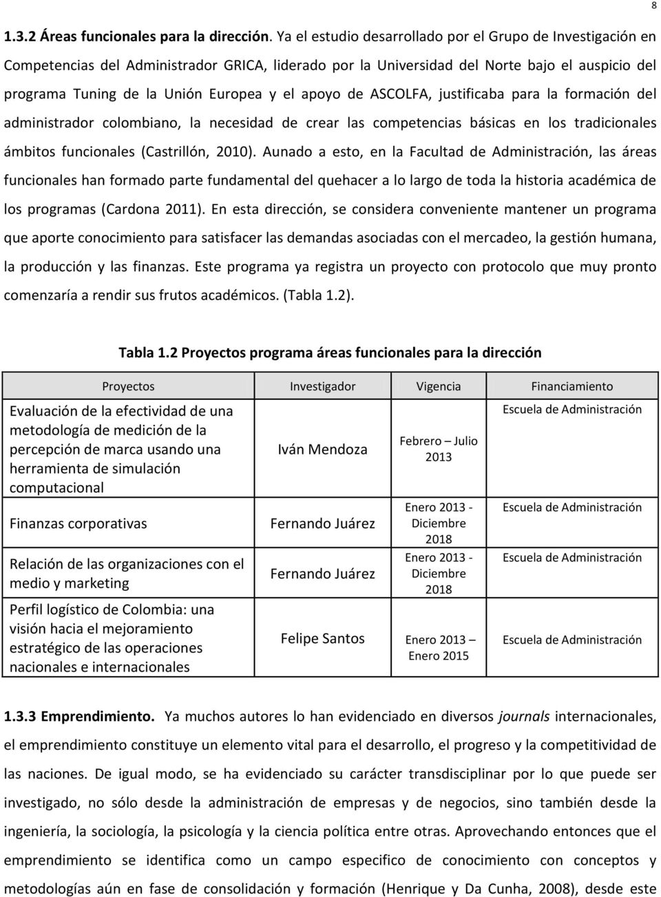 apoyo de ASCOLFA, justificaba para la formación del administrador colombiano, la necesidad de crear las competencias básicas en los tradicionales ámbitos funcionales (Castrillón, 2010).