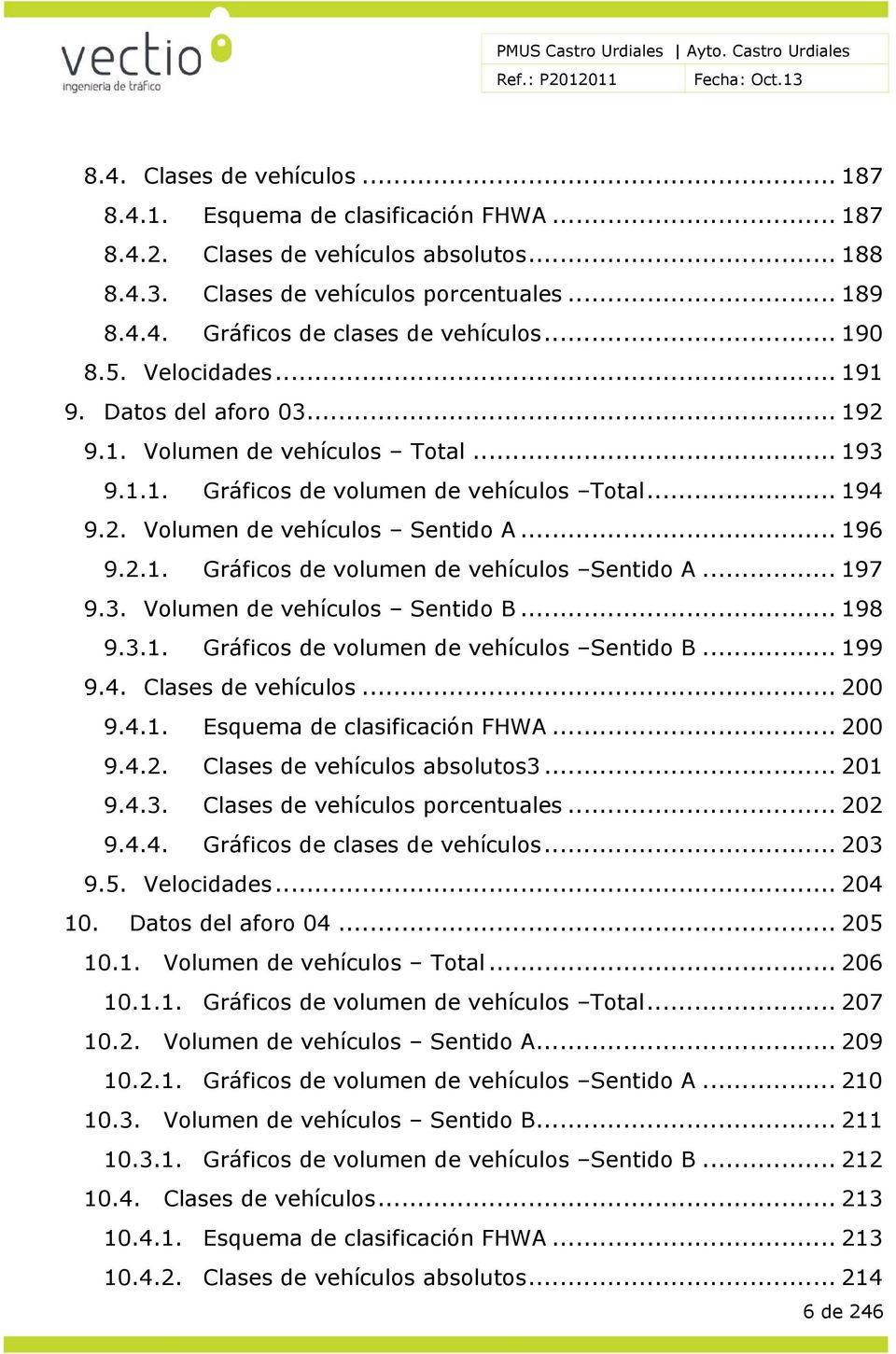 .. 197 9.3. Volumen de vehículos Sentido B... 198 9.3.1. Gráficos de volumen de vehículos Sentido B... 199 9.4. Clases de vehículos... 200 9.4.1. Esquema de clasificación FHWA... 200 9.4.2. Clases de vehículos absolutos3.