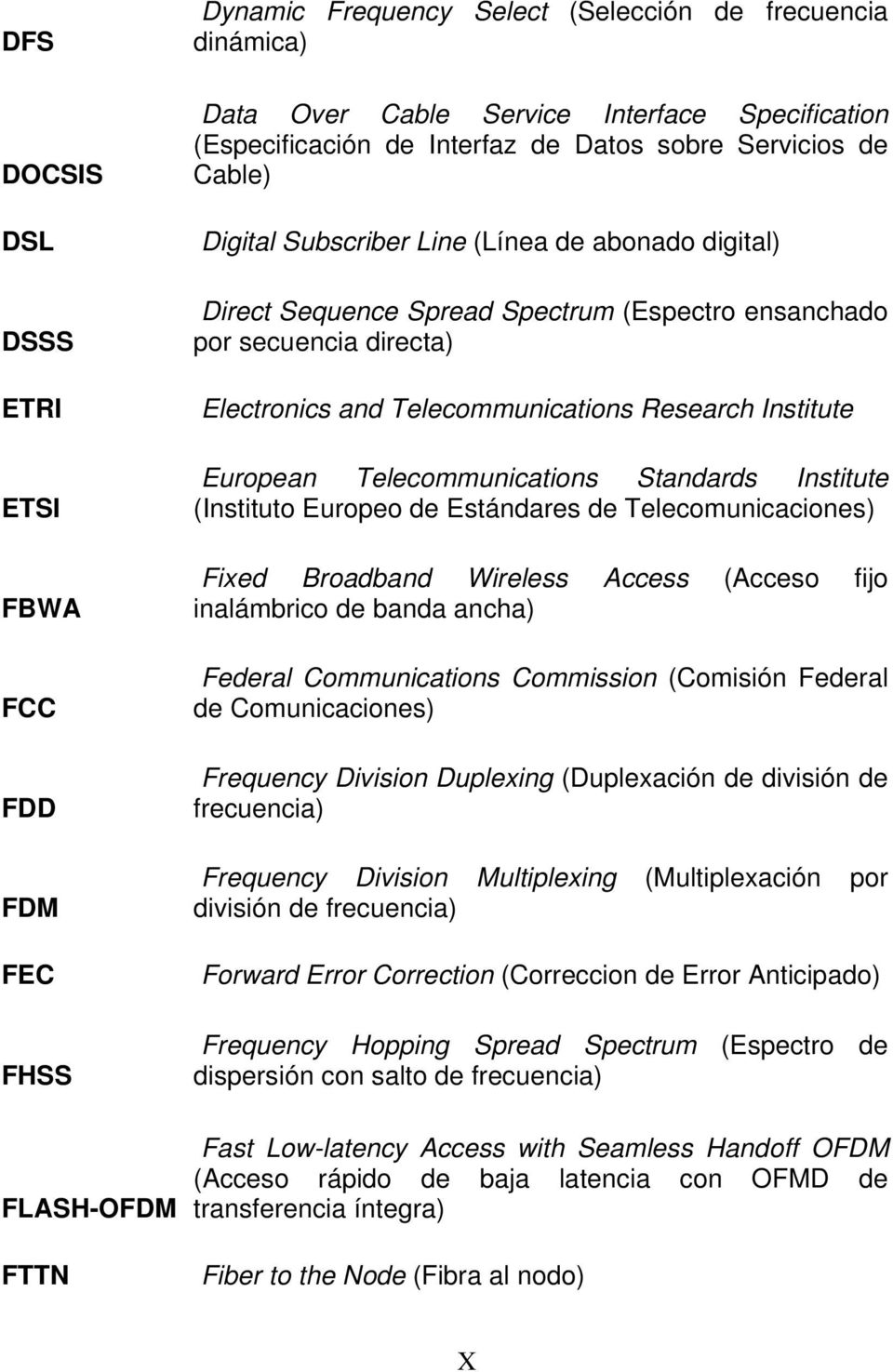 Telecommunications Research Institute European Telecommunications Standards Institute (Instituto Europeo de Estándares de Telecomunicaciones) Fixed Broadband Wireless Access (Acceso fijo inalámbrico