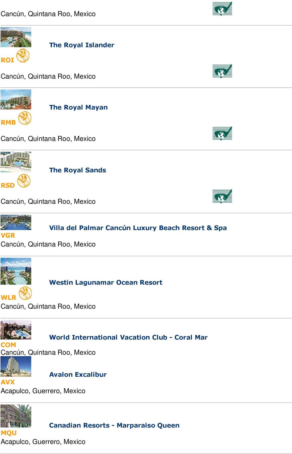 World International Vacation Club - Coral Mar COM Avalon Excalibur AVX